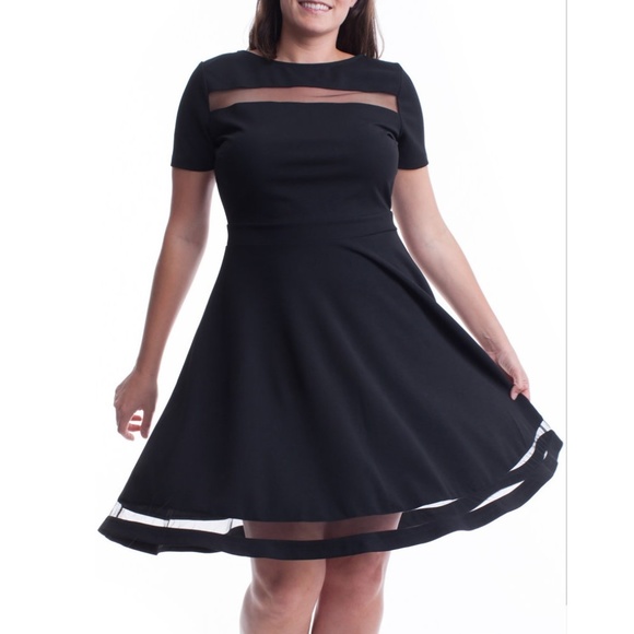 black mesh stripe dress